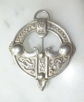Vintage Exc Ola Marie Gorie Scottish Celtic Sterling Silver 9th Cent Pin Brooch
