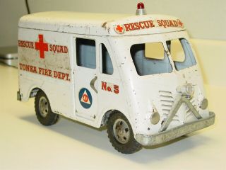 Vintage Tonka Rescue Squad Metro Van,  CD Civil Defense,  Pressed Steel Toy,  1957 10