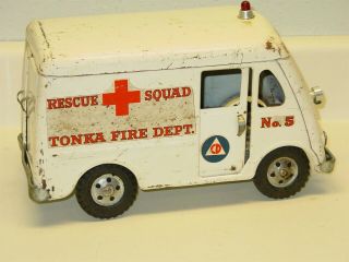 Vintage Tonka Rescue Squad Metro Van,  CD Civil Defense,  Pressed Steel Toy,  1957 2