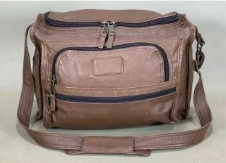 Vintage Tumi Usa Classic Brown Leather 14” Soft Carry On Small Tote Gym Bag Rare