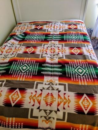Vtg Pendleton Beaver State Wool Navajo Blanket 64x 80 Chief Joseph Design