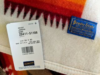 Vtg Pendleton Beaver State Wool Navajo Blanket 64X 80 Chief Joseph Design 2