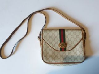 Rare Vintage Gucci (gg Plus) Shoulder Crossbody Bag Pvc Leather Made In Italy