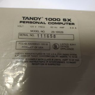 Tandy 1000 SX Personal Computer 5.  25 PC Vintage Brand 10