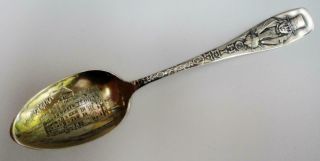 Antique Sterling Souvenir Spoon Chief Oshkosh Handle,  Athearn Hotel In Bowl