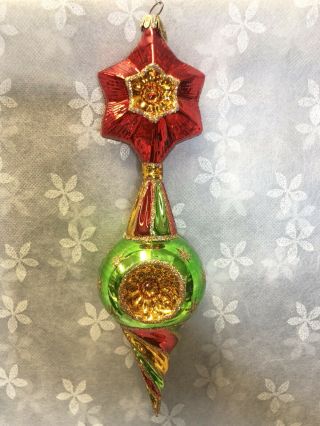 Radko Star Christmas Ornament Glass Rare Vintage 11” Tall