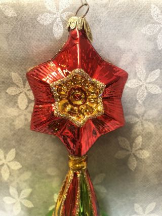Radko Star Christmas Ornament Glass Rare Vintage 11” Tall 5