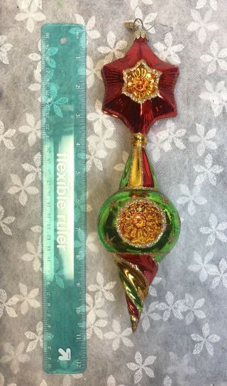 Radko Star Christmas Ornament Glass Rare Vintage 11” Tall 7
