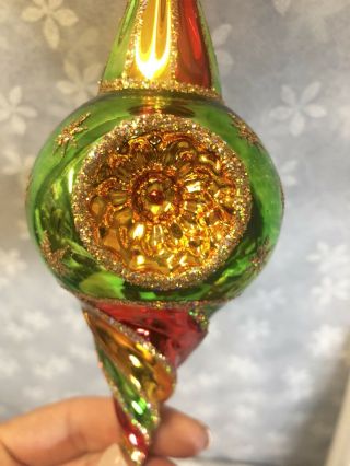 Radko Star Christmas Ornament Glass Rare Vintage 11” Tall 8