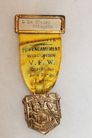 V.  F.  W.  Wisconsin 29th Encampment Medal & Ribbon (named & 1950 Dated)