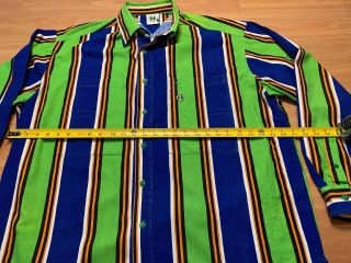 Vintage Cross Colours Mens 90s Size 3 Long Sleeve Button Shirt Green Blue Stipe 4