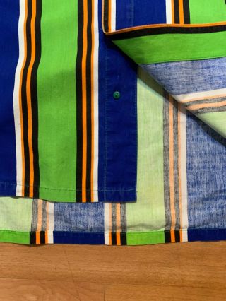 Vintage Cross Colours Mens 90s Size 3 Long Sleeve Button Shirt Green Blue Stipe 6