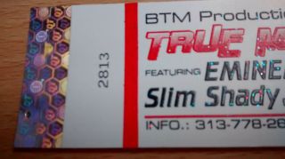 Vintage Eminem aka Slim Shady Concert Ticket 1999 Detroit - 8 Mile MI 2