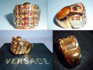 Versace Huge Pink Crystal Bling Unisex Vintage 2000s Ring - - Rarely Worn