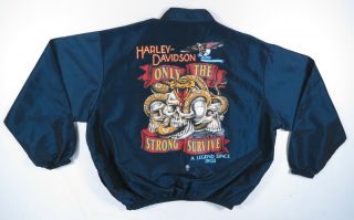 Vintage 80s Harley Davidson Surf Style Only The Strong Survive Windbreaker Usa
