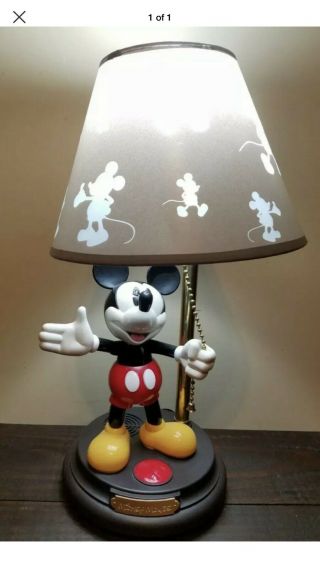 Vintage Disney Mickey Mouse Animated Talking Table Lamp With Shade