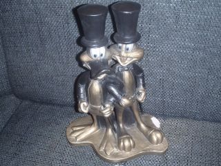 Extremely Rare Looney Tunes Daffy Duck With Bugs Bunny Bronze Figurine Statue