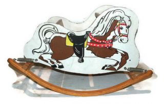 Vintage Mid Century 1950s Childs Wooden Rocking Horse