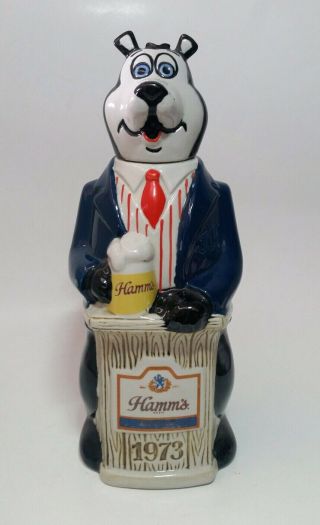 Hamms Beer Ceramic Bear Shaped Decanter Vintage 1973 Chairman Podium Mug
