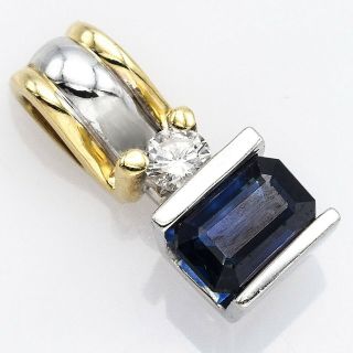 Vintage 14k Yellow Gold 0.  75 Ct Sapphire & 0.  10 Ct Diamond Charm Pendant 1.  7 G