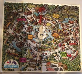 Vintage Carowinds Amusement Park Map Guide 1977