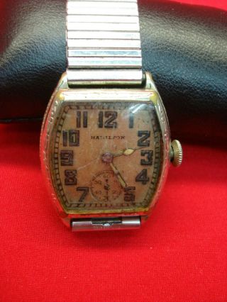 Vintage Hamilton Wristwatch W/grade 987 F - 17 Jewel Movement - 14k (white) Gf