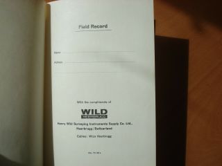 Vintage Wild Heerbrugg Hard Bound Engineers Survey Field Book 5