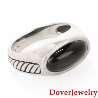 David Yurman Onyx Sterling Silver Engraved Ring 6.  2 Grams Nr