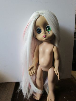 Vintage Little Miss No Name Doll Nude With Wig,  Eyes,  Repaired Leg