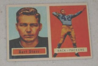 1957 Bart Starr Topps 119 Rookie Card Hall Of Fame Quarterback Rc Vintage