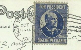 Rare 1908 Eugene W Chafin President Stamp Prohibition Party Whitehouse Dover Nh