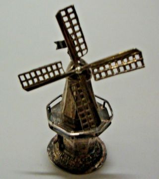 Antique Continental Silver Miniature Model Of A Windmill