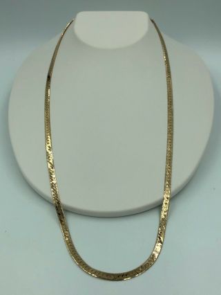 Vintage 14k Solid Yellow Gold 4mm Herringbone Necklace 20 " 14.  4grams Not Scrap