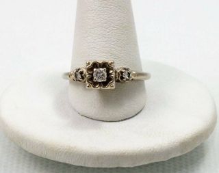 Art Deco 14k Gold Diamond Wedding Engagement Ring Signed Bm 3 Grams Sz 7