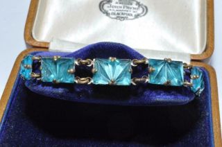 Lovely Vintage Art Deco Turquoise Mirrorback Glass Bracelet
