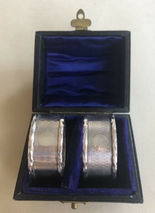 Cased Solid Silver Napkin Rings ‘birmingham 1935’