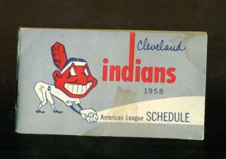 Cleveland Indians Vintage Pocket Schedule No Writing 1958