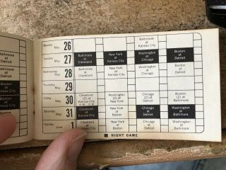 cleveland indians vintage pocket schedule no writing 1958 6