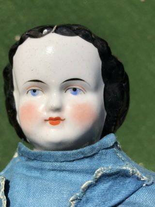 Gorgeous Antique 1800’s Civil War Era China Head Doll,  Roll Curls