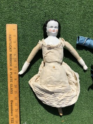 Gorgeous Antique 1800’s Civil War Era China Head Doll,  Roll Curls 6