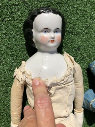 Gorgeous Antique 1800’s Civil War Era China Head Doll,  Roll Curls 8