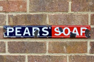 Vintage Antique 1920s Pears Soap Enamel Advertising Sign - Strong Bright Colours