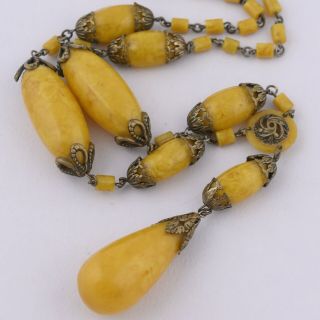 Vintage Art Deco Butterscotch Amber Celluloid Sautoir Flapper Necklace