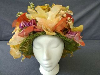 Vintage Christian Dior Chapeaux Paris - York Floral Couture Hat Netting