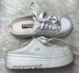 Vintage 90’s Skechers Active White Platform Mule Sneakers Sz 6.  5 Chunky Bejewled