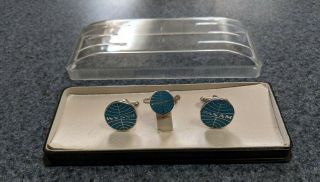 Vintage Pan Am Airlines Cufflinks And Tie Tack In Case