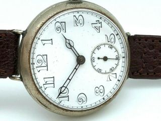 Rare LONGINES 1910 ' s PRE - WWI MILITARY TRENCH 33mm Porcelain Dial RUNS 10