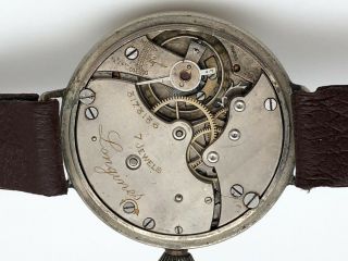 Rare LONGINES 1910 ' s PRE - WWI MILITARY TRENCH 33mm Porcelain Dial RUNS 2