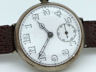 Rare LONGINES 1910 ' s PRE - WWI MILITARY TRENCH 33mm Porcelain Dial RUNS 4