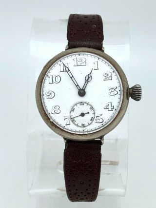 Rare LONGINES 1910 ' s PRE - WWI MILITARY TRENCH 33mm Porcelain Dial RUNS 5